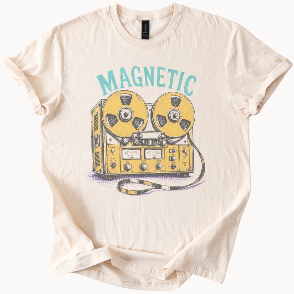 Magnetic Reel to Reel Tape Recorder Art Shirt
